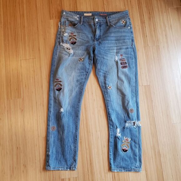 Pilcro and the Letterpress Slim Boyfriend Crop Embroidered Jeans - Picture 1 of 10